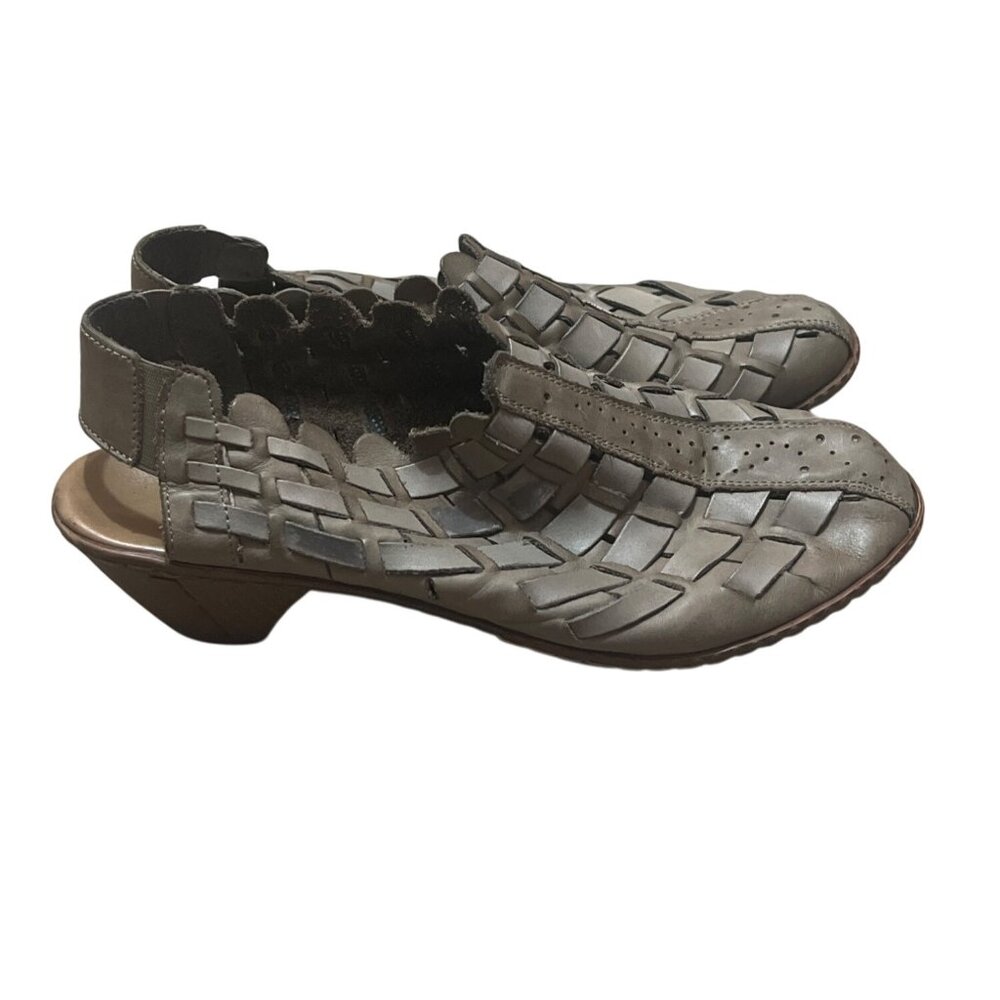 Rieker Womens Leather Woven Sandals With Low Heel & Adjustable Strap Size 39 EU